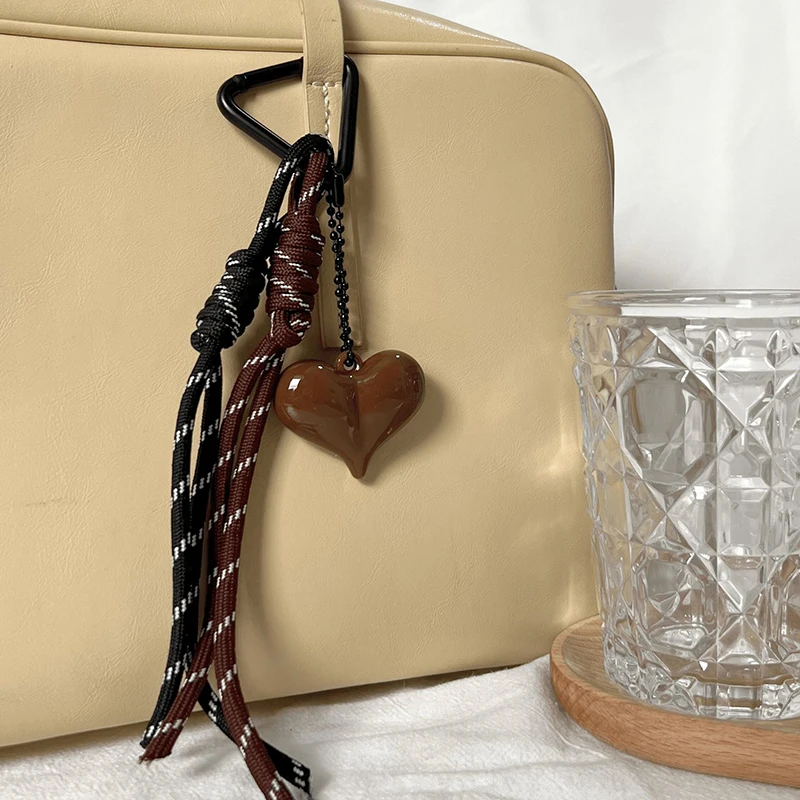 Love Shape Woven Rope Keychain Bow-knot Charm Pendant Keyring Jewelry For Women Gift Bag Decoration