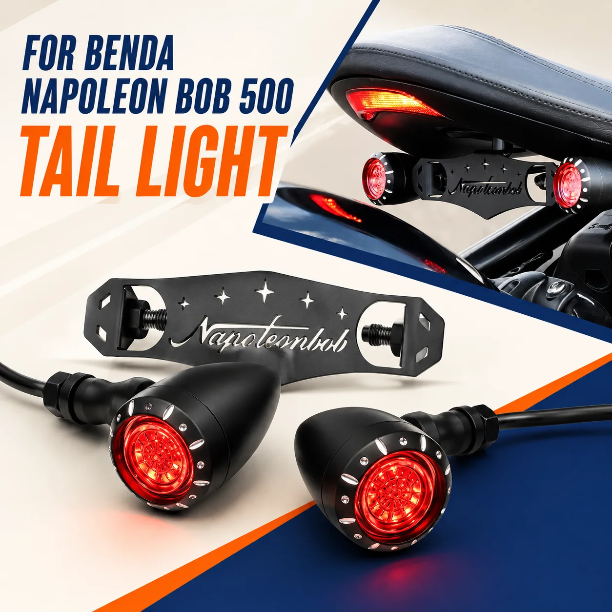 Motorcycle Retro 3‑In‑1 Sequential LED Tail Brake Turn‑Signal Light Strip Fit For BENDA Napoleon Bob 500 Cruiser Light Mod