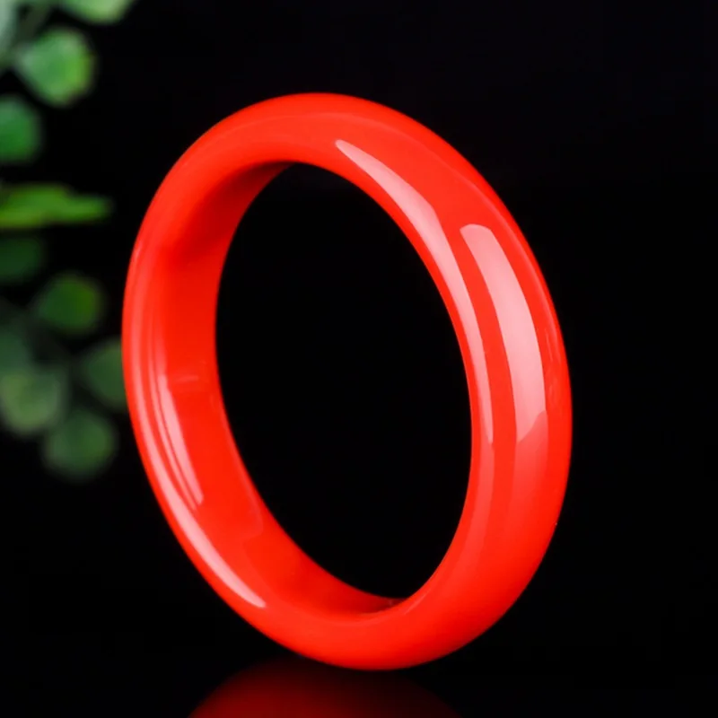 Natural Chinese Red Hand Carved Wide Bar Jade Bracelet Fashion Boutique Jewelry Women's Bracelet Popular Gift