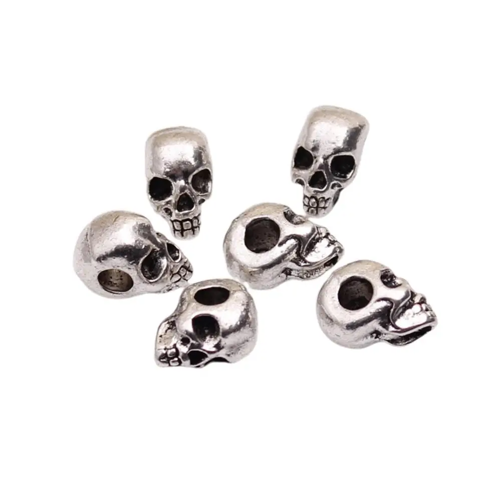 

50 Pcs Skull Beads DIY Pendant Charms Vintage Alloy Jewelry Making Pendants Silver