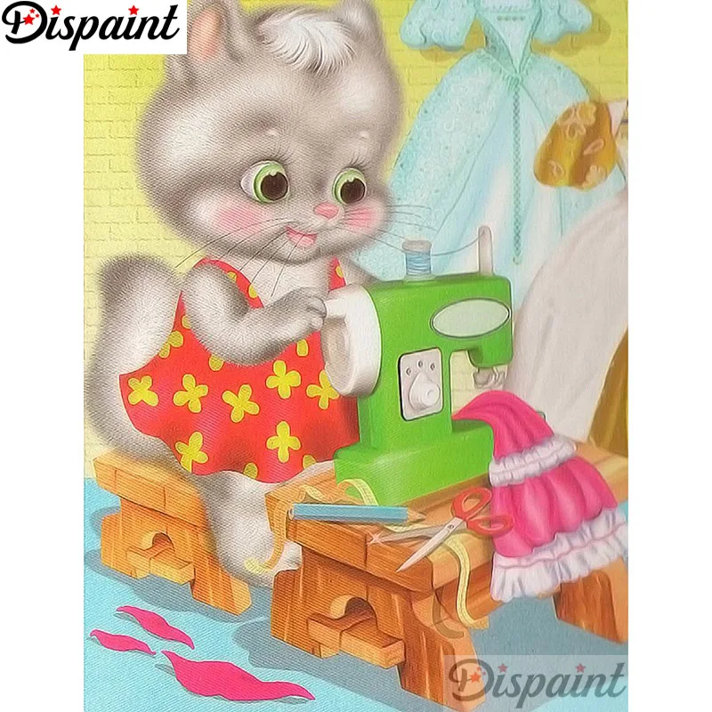 

Dispaint Full Square/Round Drill 5D DIY Diamond Painting "Cartoon cat scenery" 3D Embroidery Cross Stitch Home Decor Gift A12264