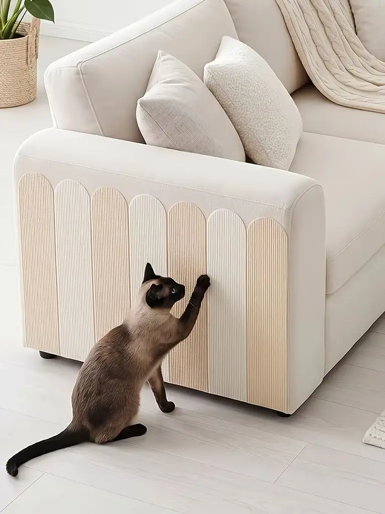 4 Stück Selbstklebende Katzenkratzmatten, zuschneidbar, verschleißfest, fusselfrei, weicher Stoff, Sofa-, Wand- und Möbelschutz, stark haftend