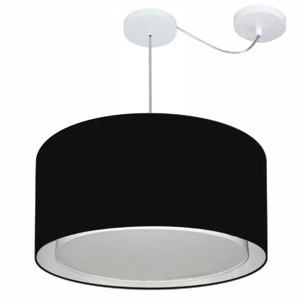 55x30cm Black-Bivolt Cilindric Pendant with Deviation Md-4316 Dome Fabric Chandelier