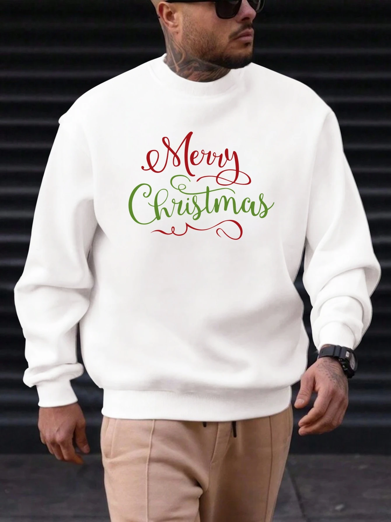 

Men's Cotton Round Neck Sweatshirt MERRY CHRISTMAS Pattern Printing 2025 New Trending Fashion Casual High Quality Top Clothing