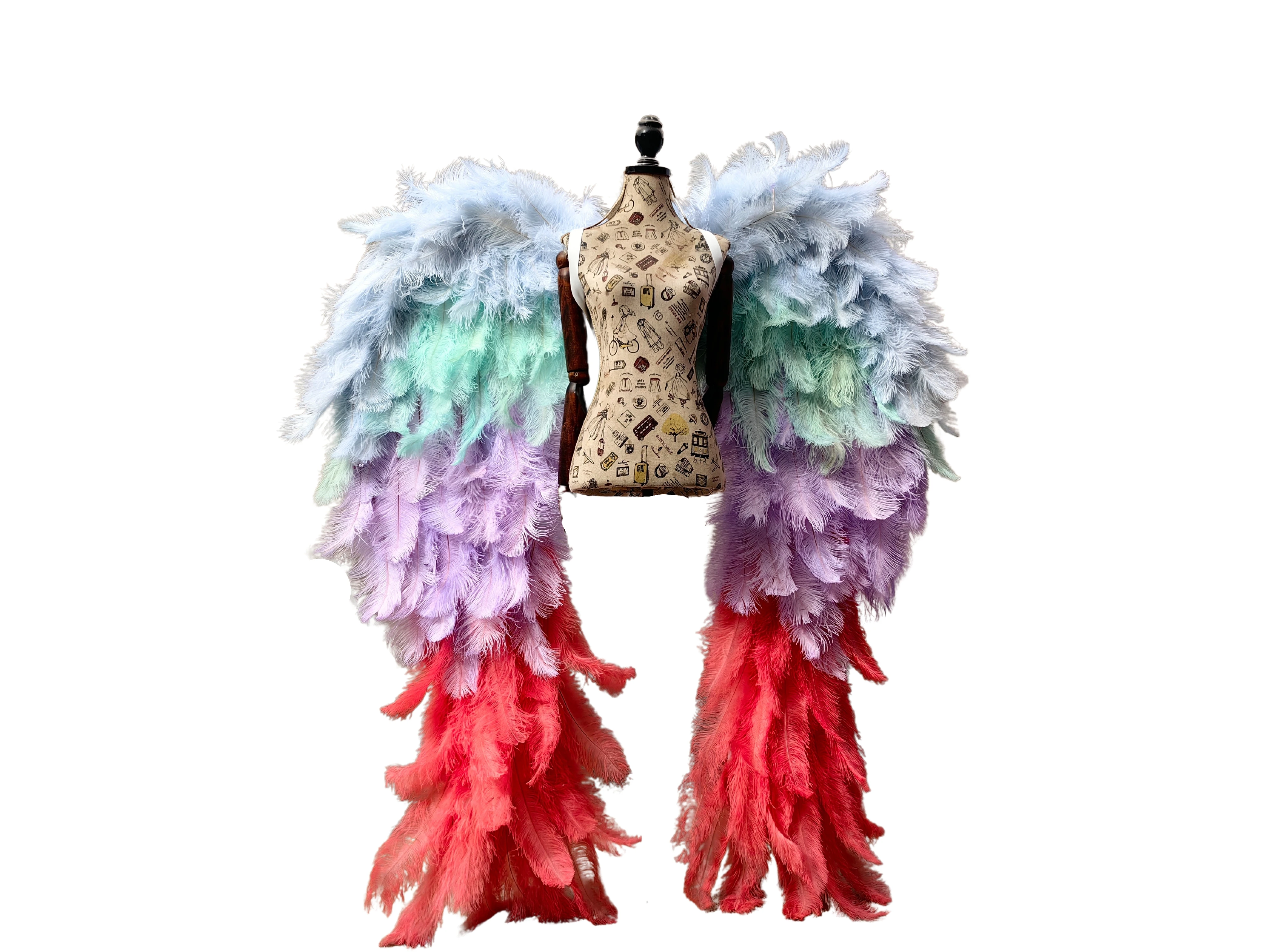 الطبيعية الأبيض النعامة ريشة أجنحة الملاك المتضخم الفاخرة حفل زفاف الدعامة مرحلة الأداء الملاك زي التبعي