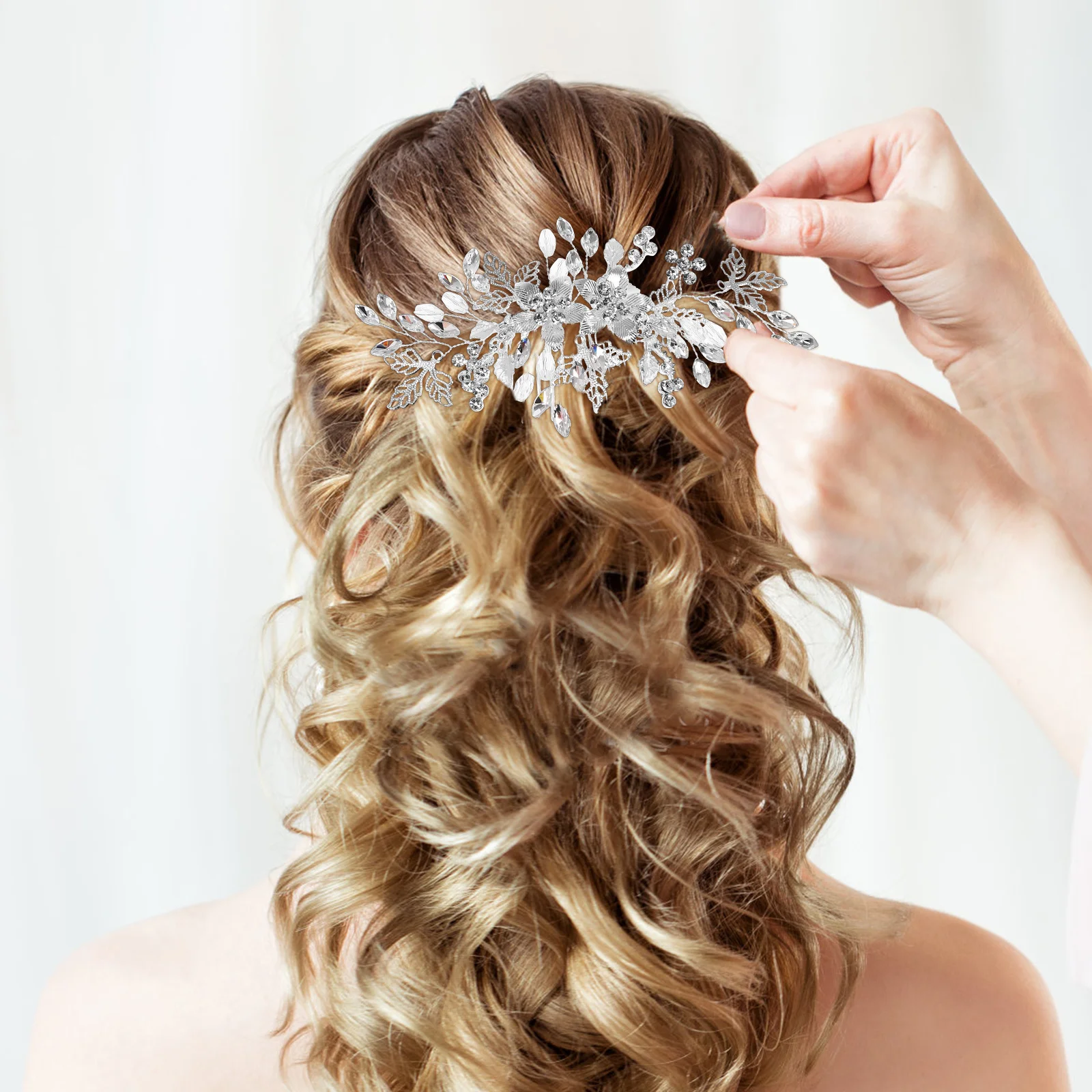 

Hair Side Comb Rhinestone Floral Metal Clip For Wedding Bridal Hairstyle Decorative Accessory Styling Comb