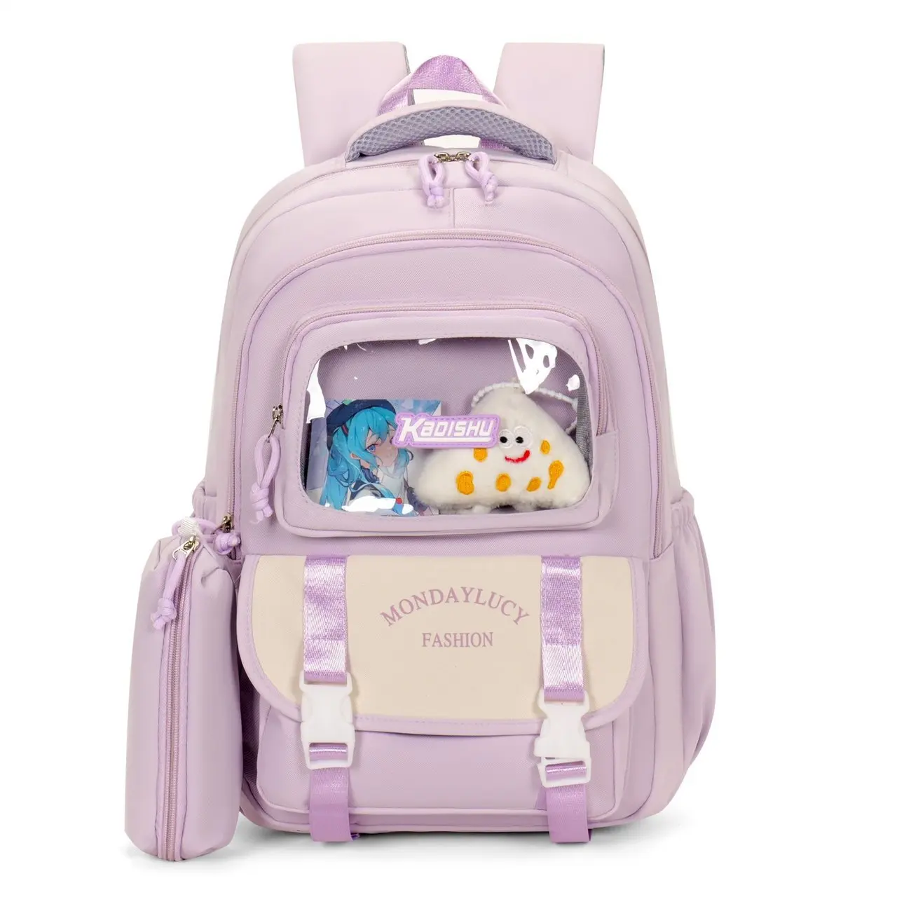 Kawaii Ita Bag Transparent Window Backpack for Girls Student Schoolbag Women Casual Travel Daypack Nylon Rucksack