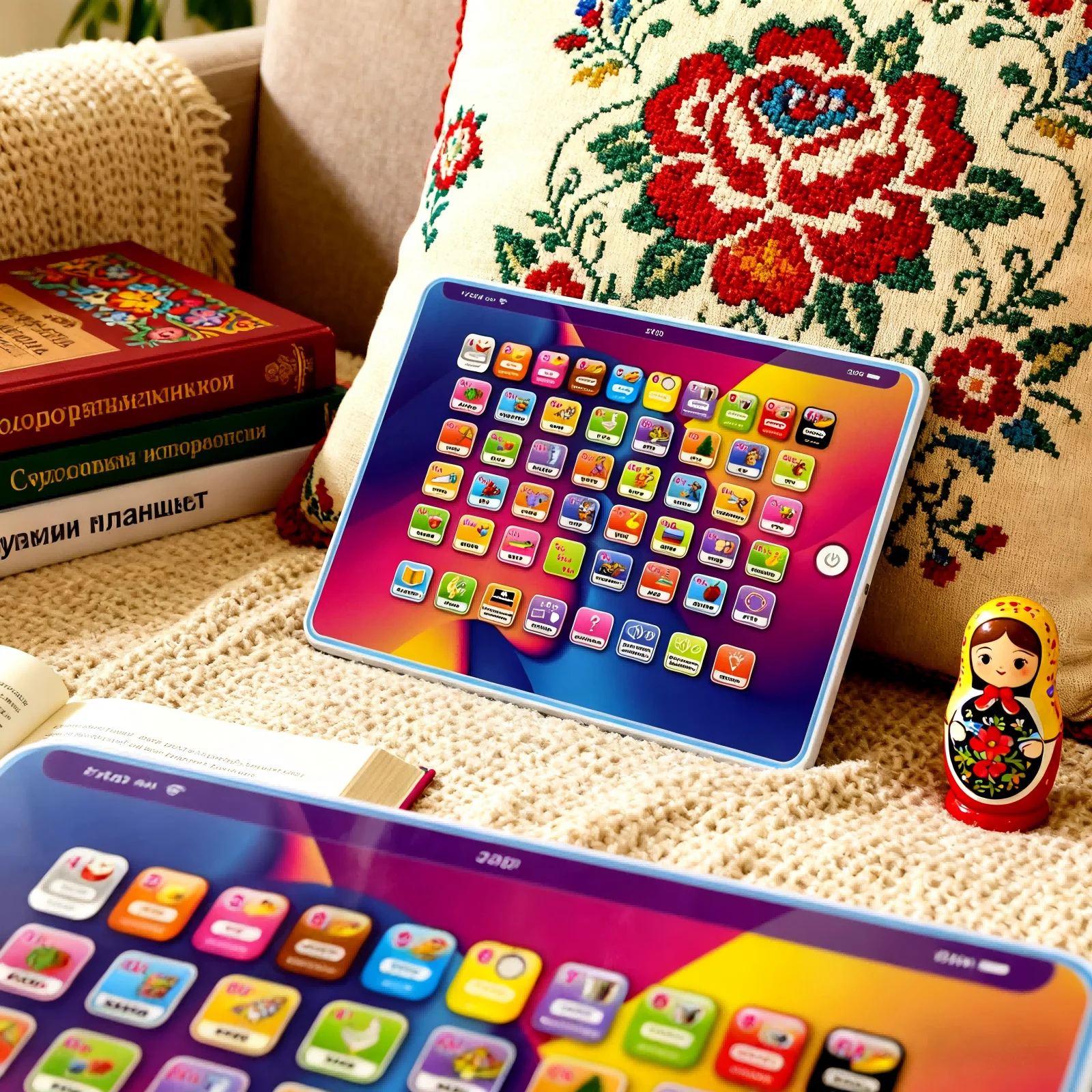 Russian Letters Tablet Toys Children's Test Study Educational Toys Point Reading Voice  with Light Evelopment Toy for Toddlers
