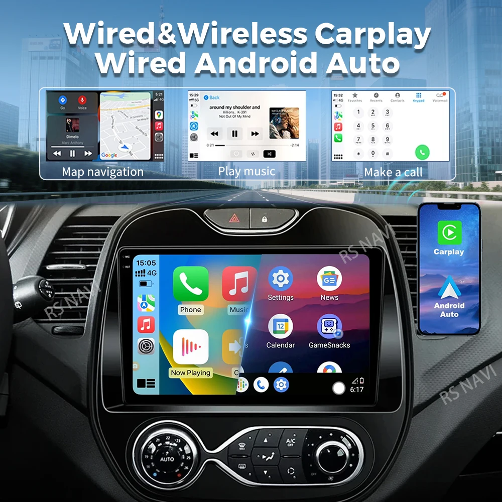 Android 15 For Renault Kaptur Captur 2016- 2019 2K QLED Android Car Radio Multimedia Video Player GPS Stereo CarPlay Navigation