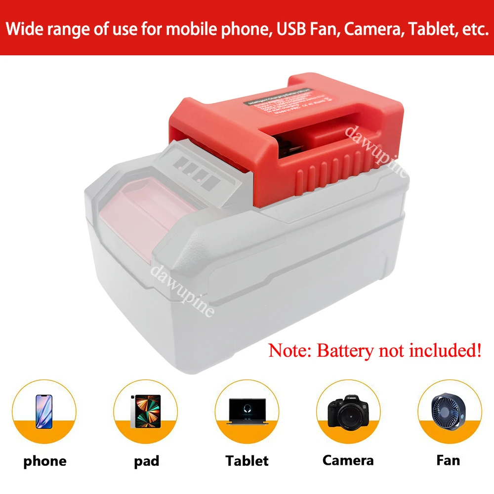Lithium Battery Parts for Einhell for Ozito 18V Li-ion Battery Adapter Belt Buckle Display Bracket USB Type C Charger Power Bank