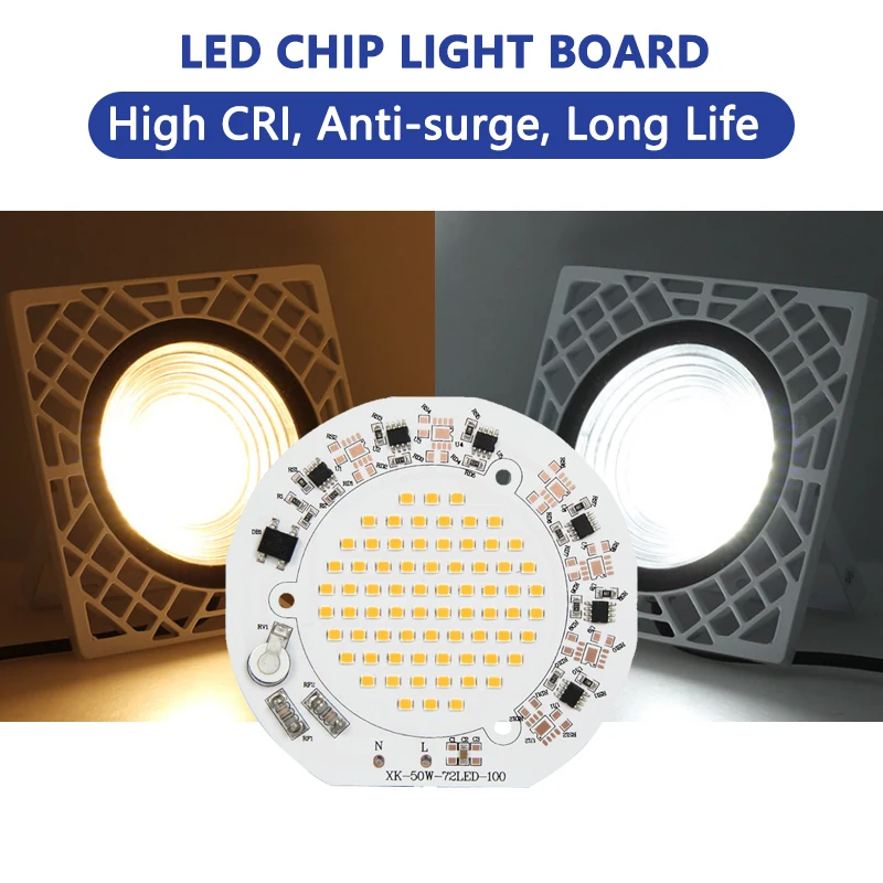 Chip LED 50W AC 85-265V wysokiego napięcia DIY sterownik bezpłatne źródło światła DOB płyta okrągła średnica 100mm ciepły zimny biały do lampy przy