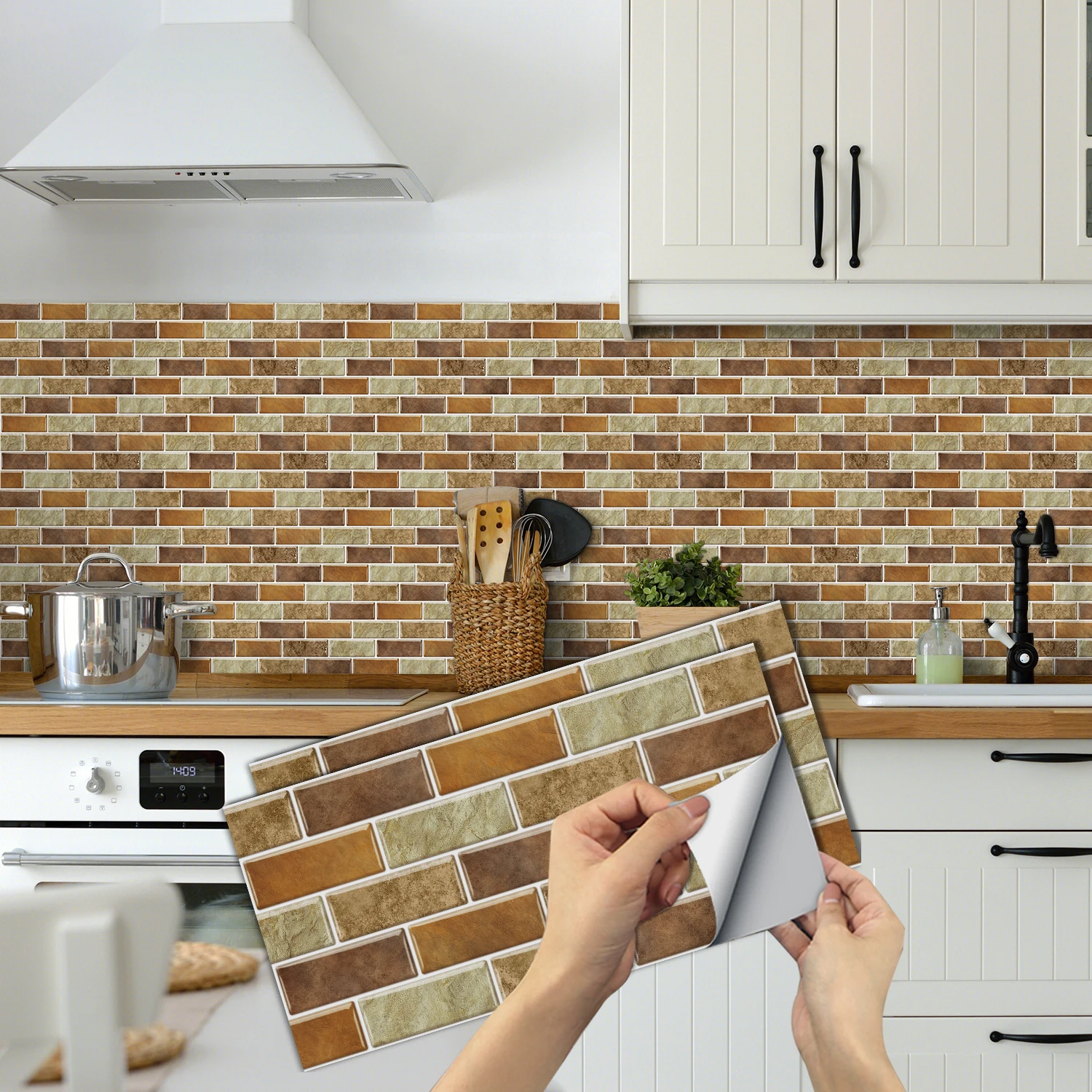 

Marble Peel and Stick Wall Tiles, Waterproof Self-Adhesive Backsplash for Kitchen Bathroom DIY Decor