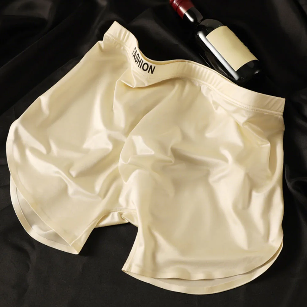 Ropa interior suave de satén transpirable de seda de hielo para hombre de talla grande, bragas con bolsa para bulto, Boxers finos y sencillos para uso diario