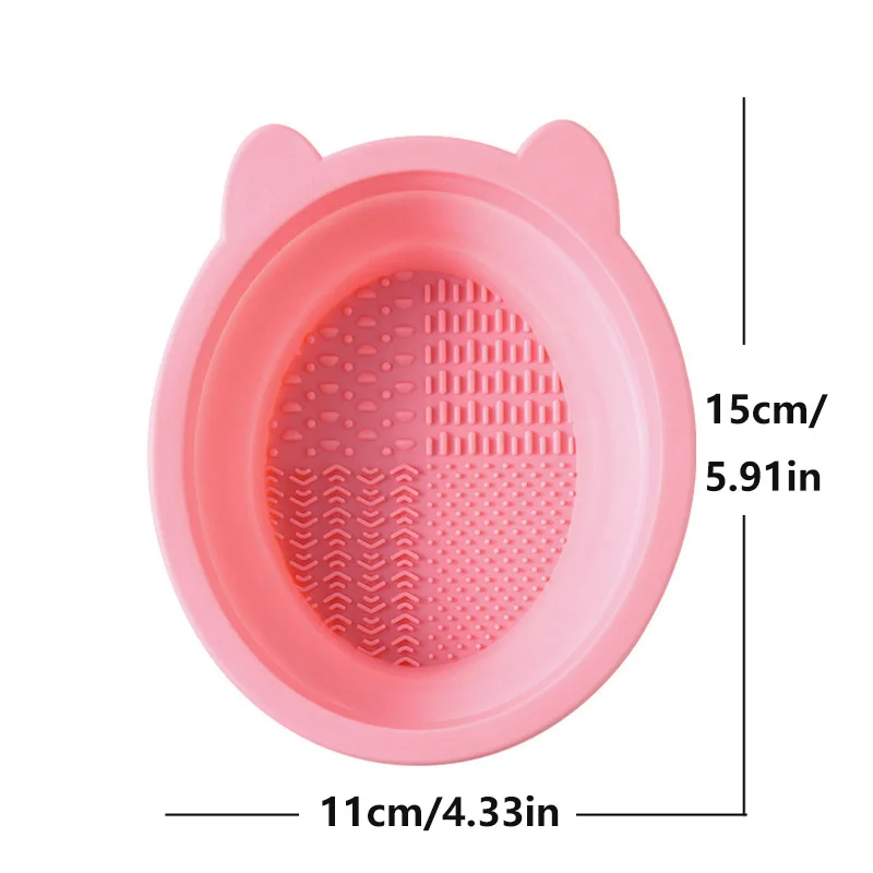 Orecchie da orso Detergente per pennelli per trucco in silicone Tampone per pulizia Uovo di bellezza Pulizia Spazzola per sopracciglia Tappetino per pulizia Strumenti portatili per trucco a mano