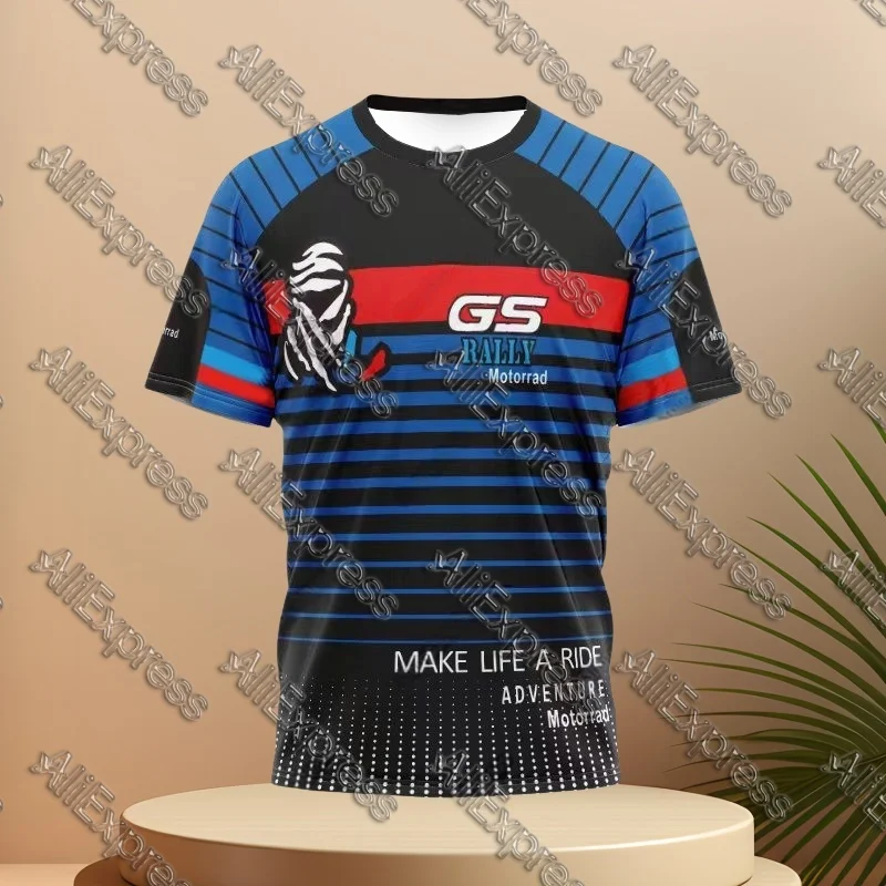 

Men's Blue MOTO-Suitable BMW F850 R1200 R1250 GS Adventure Off-Road Motorcycle Riding T-Shirt Speed Drying Summer Comfort Fit