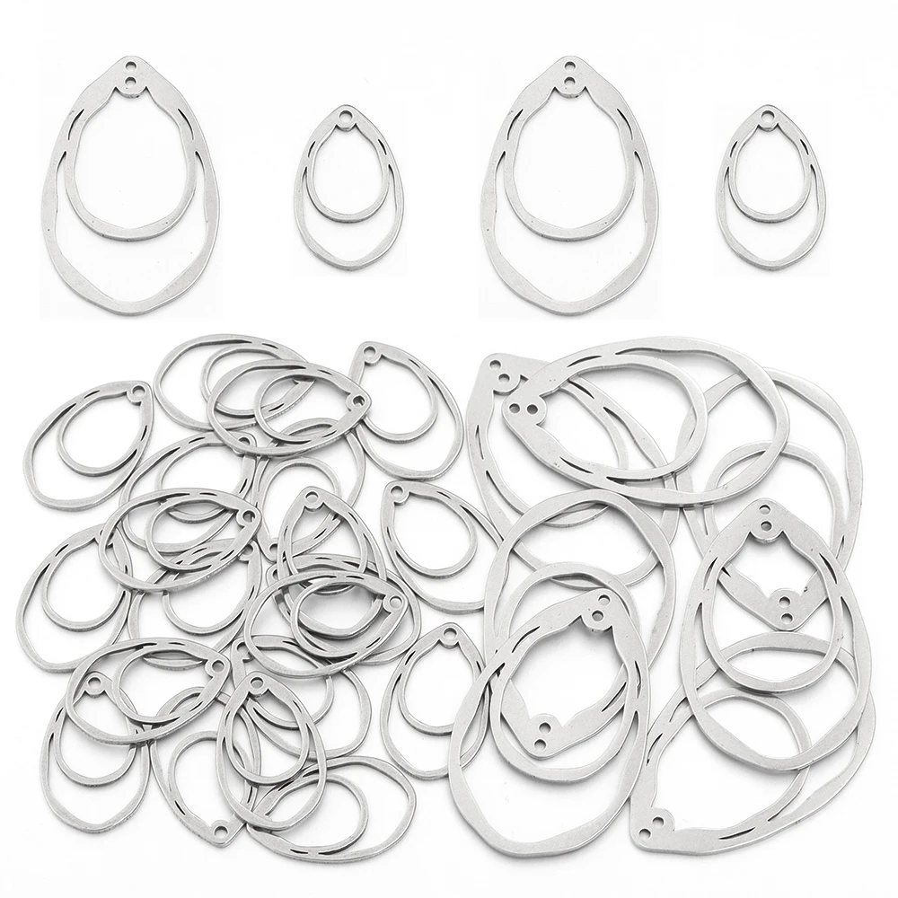 

10Pcs/Lot Stainless Steel Charms Hollow Water Drop Pendants For Jewelry Making DIY Necklace Earrings Charms Accessories