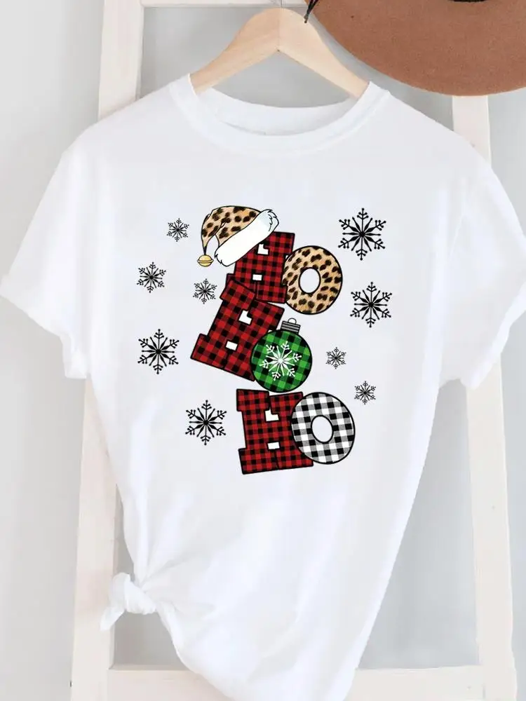Kleding Vrolijk Kerstfeest Mode Nieuwjaar Dameskleding T Top Boom Letter Mooie Grafische T-shirts Shirts Print T-shirts met korte mouwen