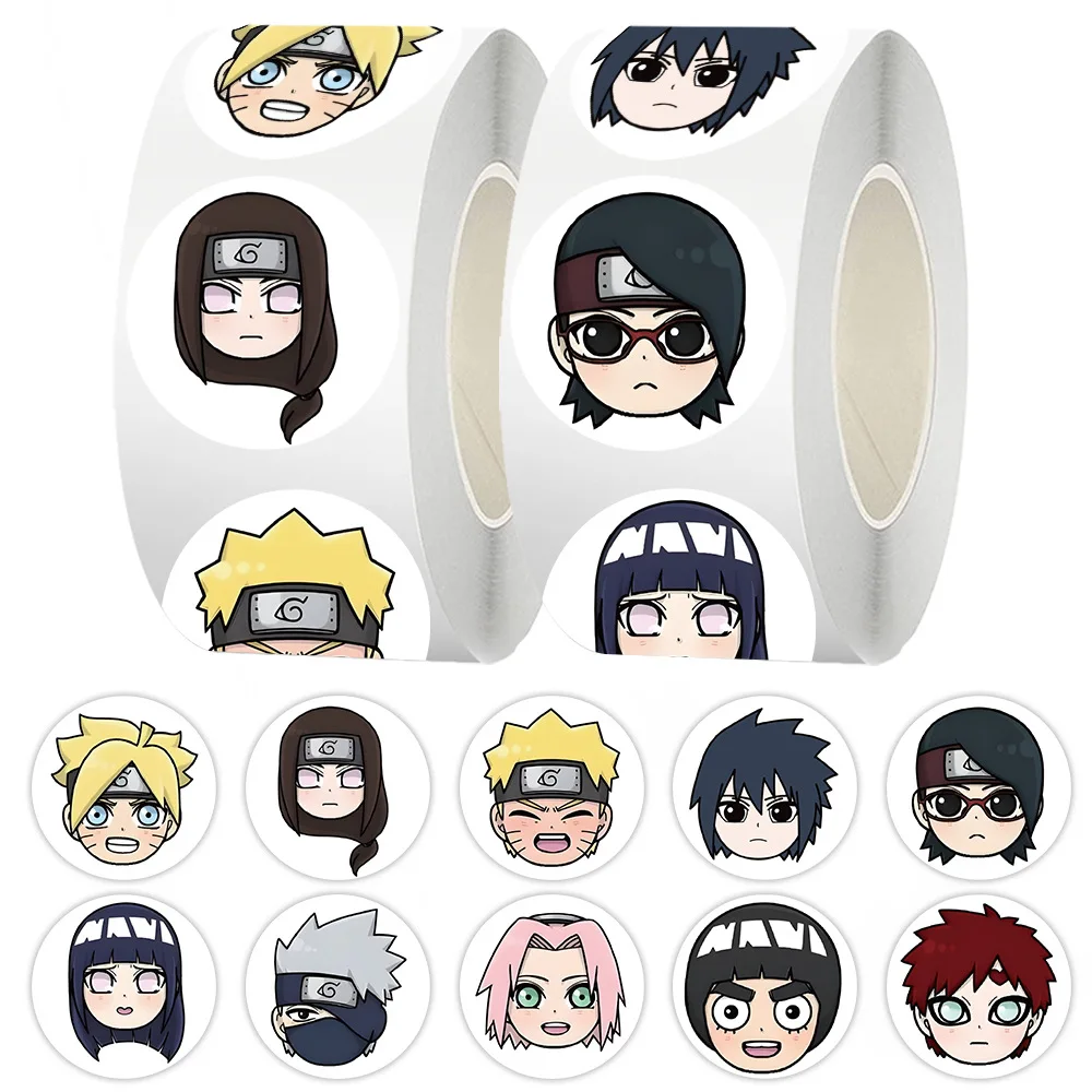 

500pcs Naruto Anime Chibi Stickers Roll For Phone Ipad Thermos Decorative Stickers For Diary Envelope Seal Kids Gift Stationery
