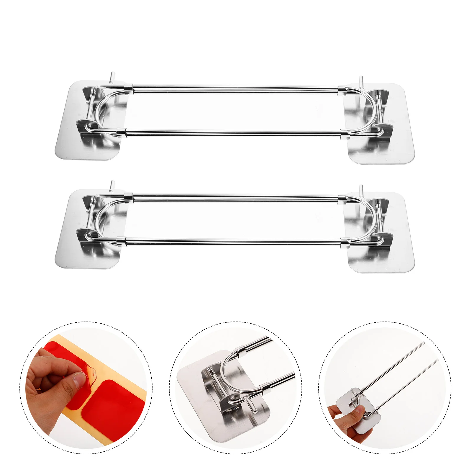 

2 Pcs Trailer Storage Bar Rv Shower Shelf Holder Travel Accessories Hook An Fittings Corner Retainer Bars Hooks for