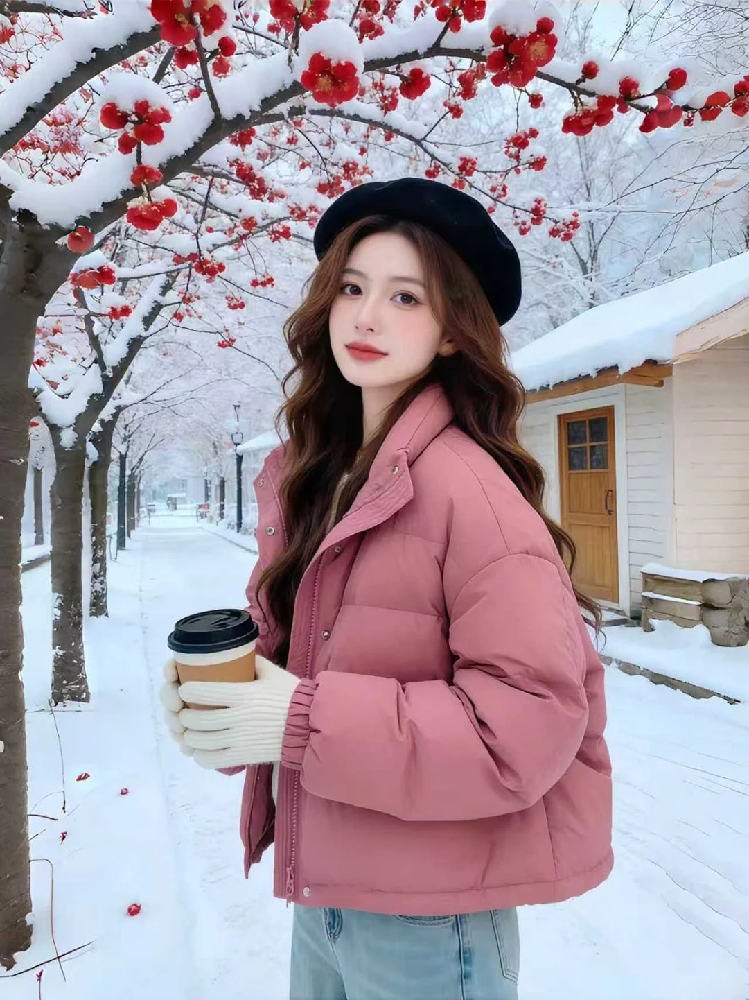 

Модная короткая хлопковая куртка для женщин, стильная утепленная верхняя одежда, универсальная зимняя куртка в корейском стиле, свободный крой, на молнии