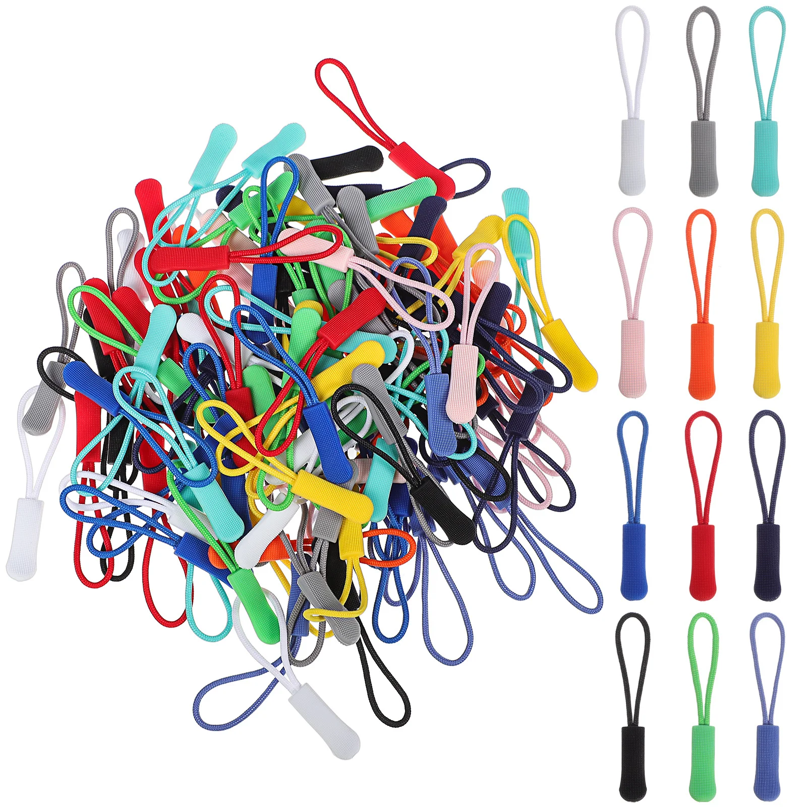 

120Pcs Zipper Puller Extensions Tpu Tough Colored Replacement Cord for Backpack Luggage Jacket Bag Zipper