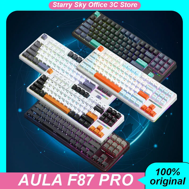 

Aula F87 PRO Mechanical Keyboard Full key hot swapping RGB 87keys 3 Mode e-sports game office keyboard PC Accessories gift