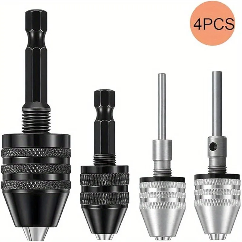 

4 шт. бесключевой сверлильный патрон, быстросменный адаптер, 1/4-дюймовый шестигранный хвостовик, 1/8 дюйма, 1/16 дюйма, набор сверлильных патронов с круглым хвостовиком