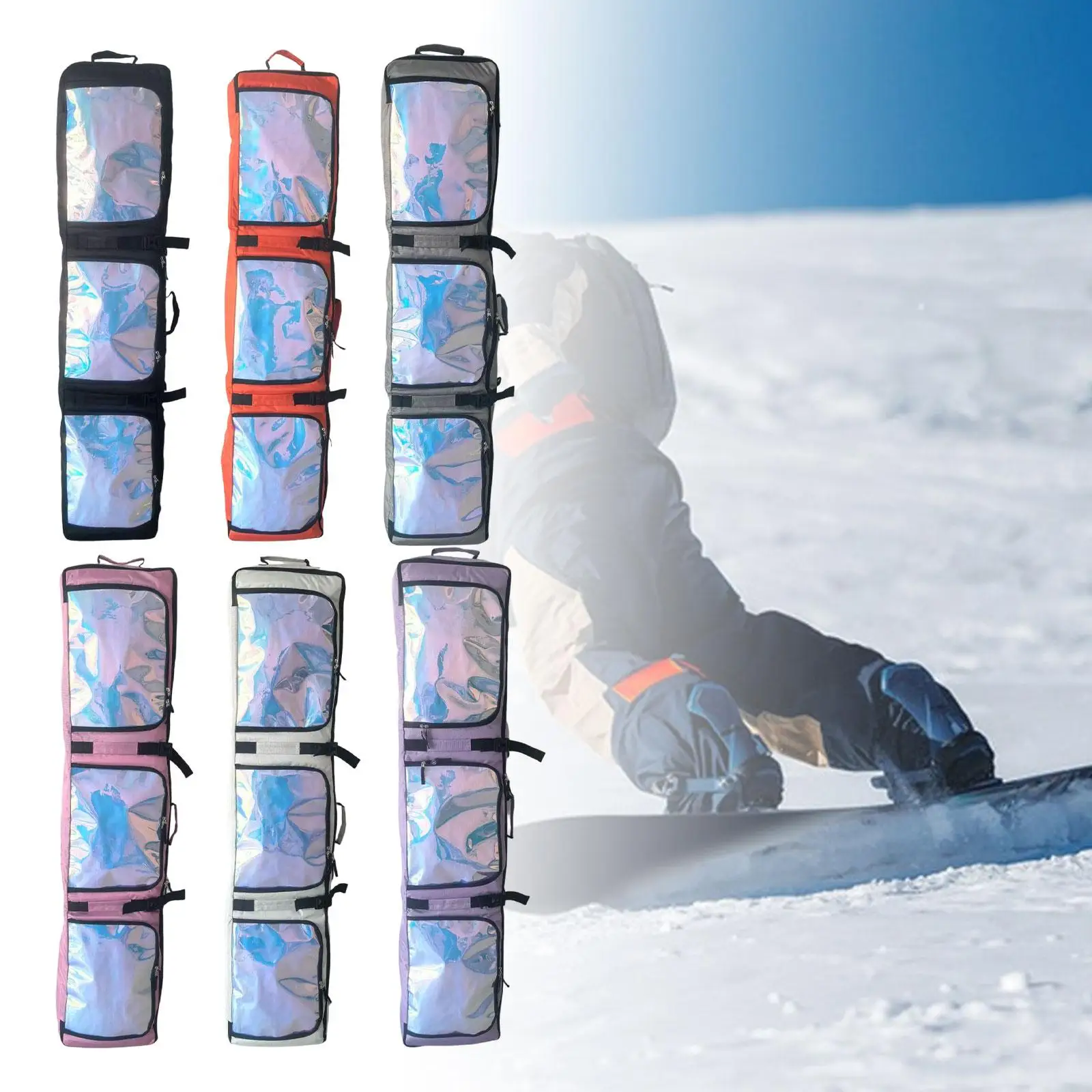 

Protective Rolling Ski Bag with Wheels Waterproof Double Board Storage Case for Winter Sports Snowboard Equipment