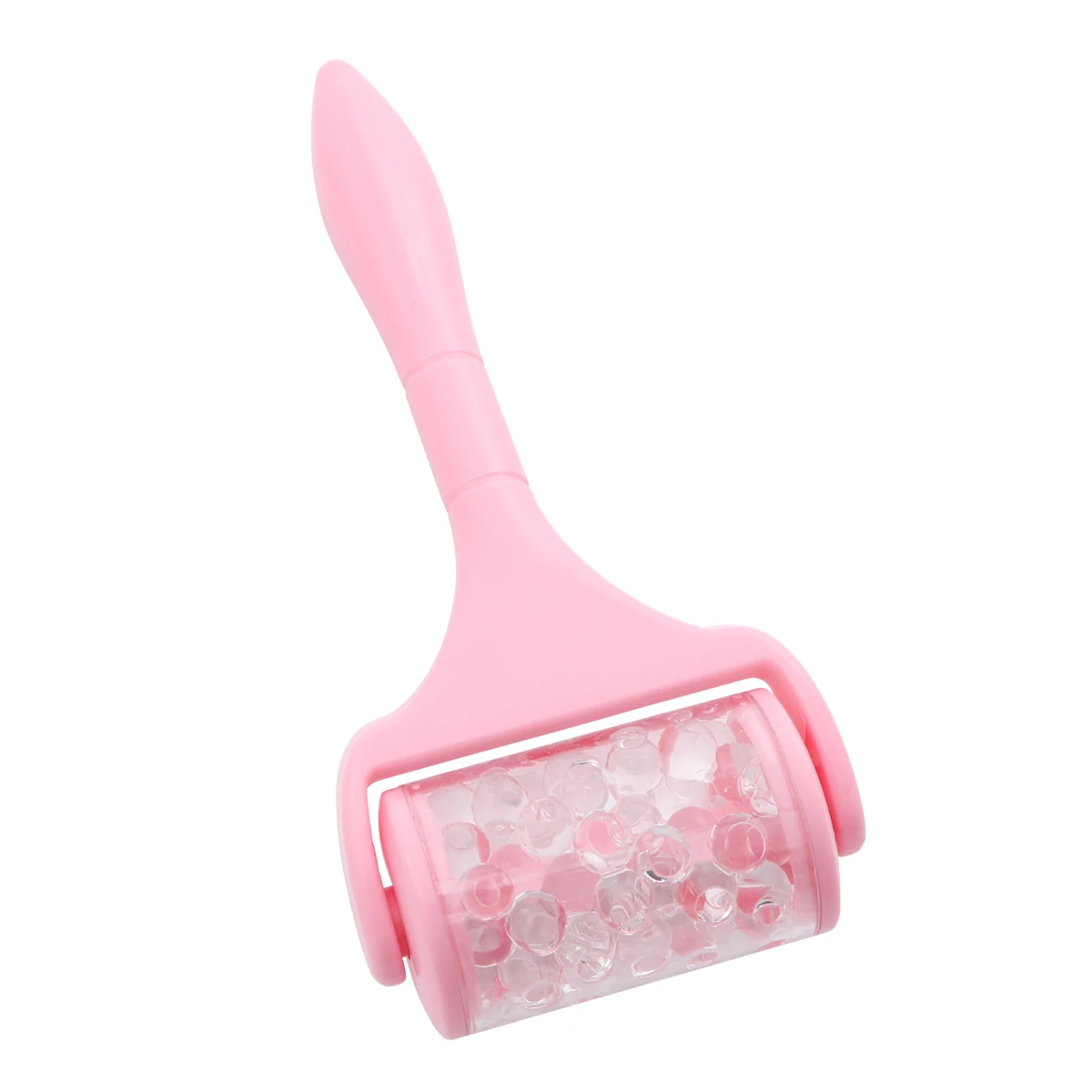 

1pc Beauty Tool Pink Handle Transparent Beads For Facial Massage Lifting Firming Portable Skincare Device Face