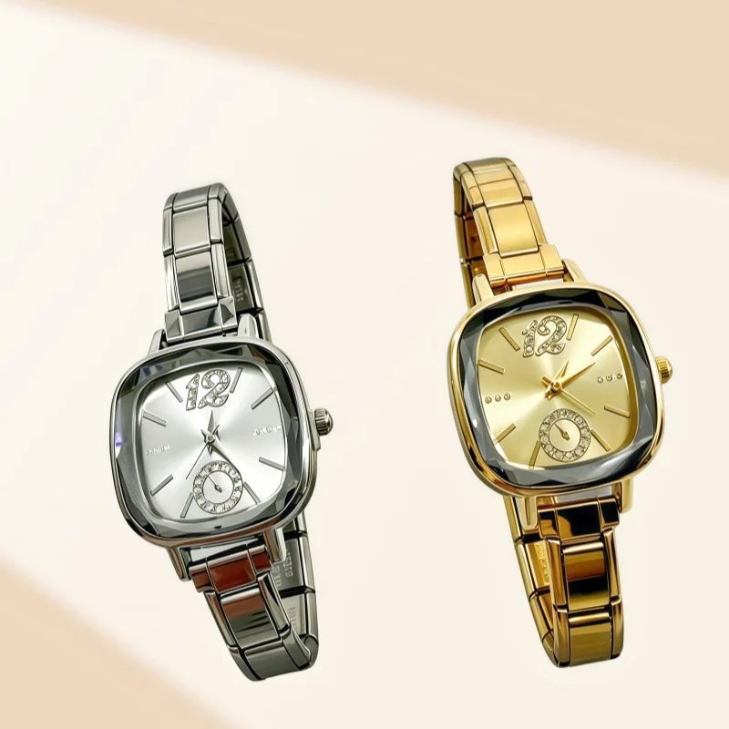 Ins Retro Square Ladies Watch Italian Charm Steel Band Quartz Wrist Watch Minimal Luxury Daily Accessory For Women Girl Gifts