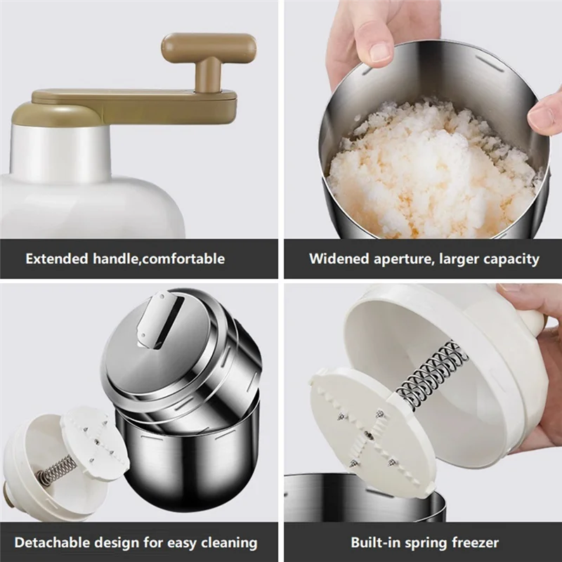 

DIY Sand Ice Machine Hand Operated Shaved Ice Household Mein Mei Mei Ice Crusher Manual 304 Stainless Steel