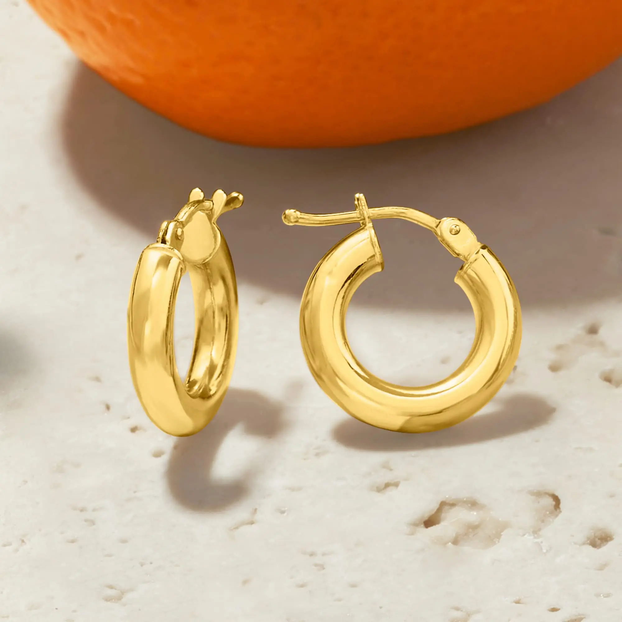 

14K Gold Plated Hoop Earrings for Women Hypoallergenic Thick Chunky Hoop Earring Lightweight Hollow Tube Design Earrings Jewelry