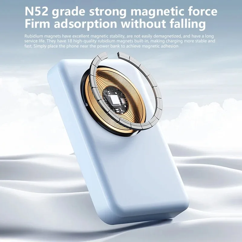 بطارية باور بانك مغناطيسية 3 في 1 QI 15 وات شحن سريع لاسلكي مع شاشة LCD ذكية لهاتف iPhone 12-17 Pro Watch Airpods #6