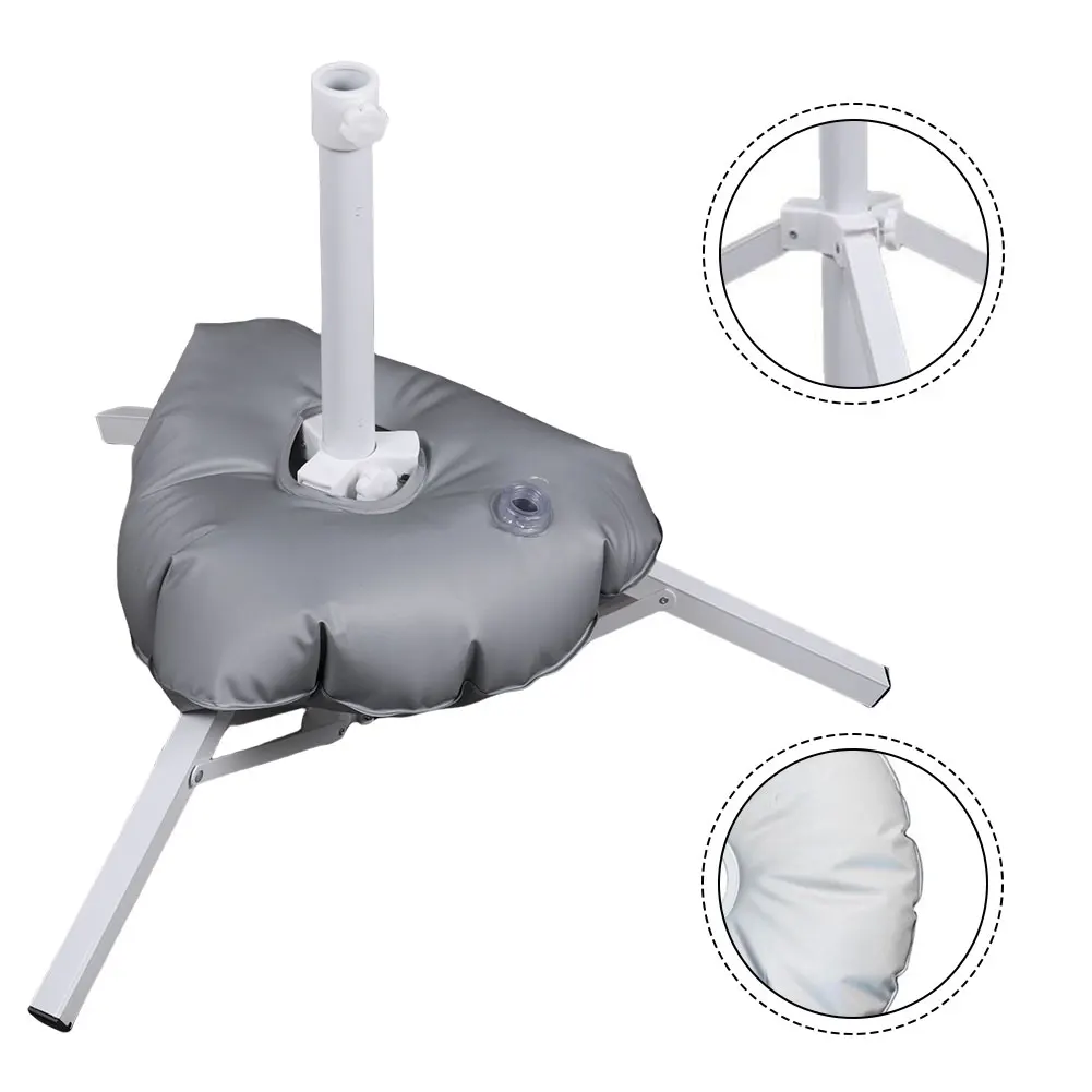 Water Filled Square Umbrella Base with Alloy Tripod Support Suitable for Outdoor Use Providing Stable Shade for Beach or Garden