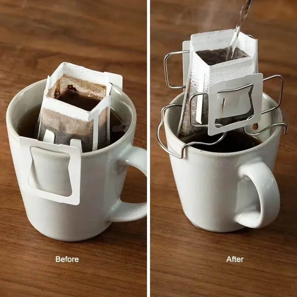 Portable Coffee Filter Paper Holder Stainless Steel Lightweight Coffee Cup Dripper Baskets Reusable Drip Coffee Bags Holder