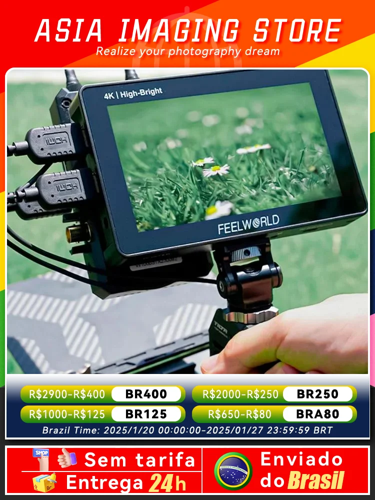 【 Do Brasil 】FEELWORLD F5 PRO X 5.5 Inch 1600nit High Bright Touch Screen DSLR Camera Field Monitor 4K HDMI F970