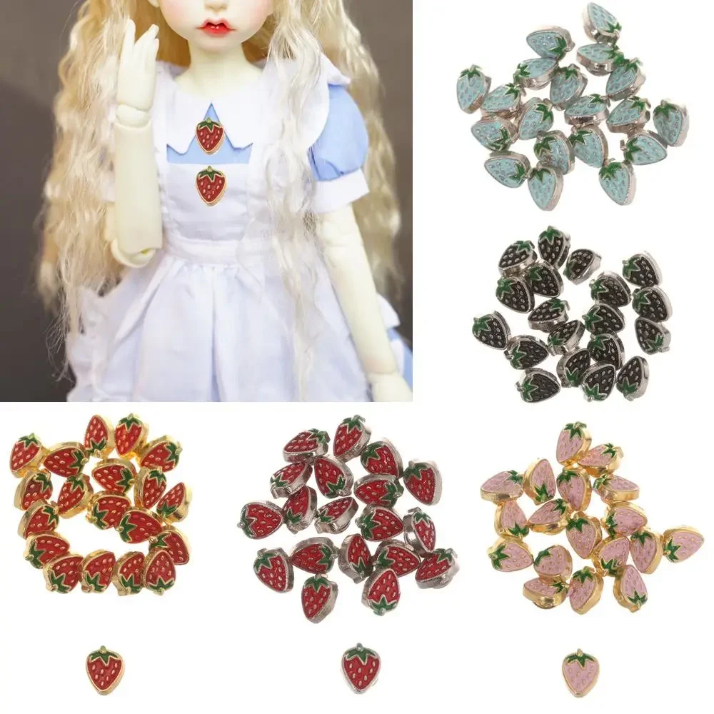 20/40Pcs Mini Button Buckle DIY Doll Clothes 5mm Metal Strawberry Decoration Buckles for 1/6 Doll Clothing Sewing Accessories
