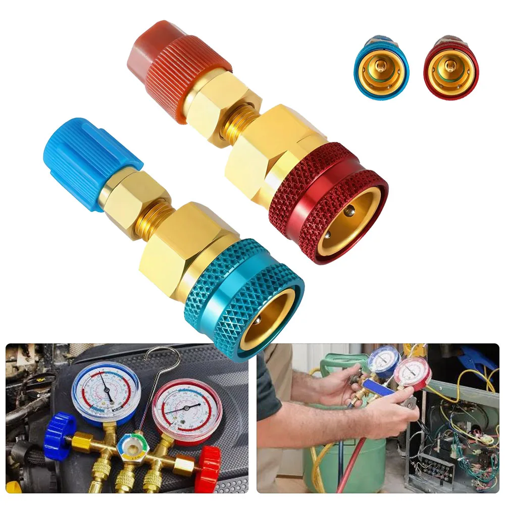 

2PCS Car A/C High Low Side Conversion Kit Air-Conditioning Manifold Quick Coupler Adapter For R1234YF/R12 to R134A AC Charging
