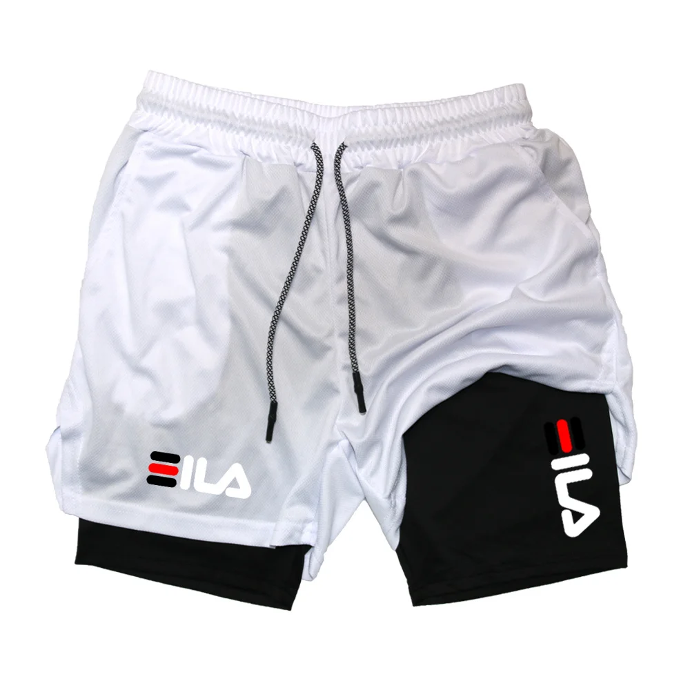 2025Men Running Shorts 2 In 1 Double-deck Sport Shorts Sportswear Gym Fitness Short Pants Training Jogging Bottom Men's Clothing