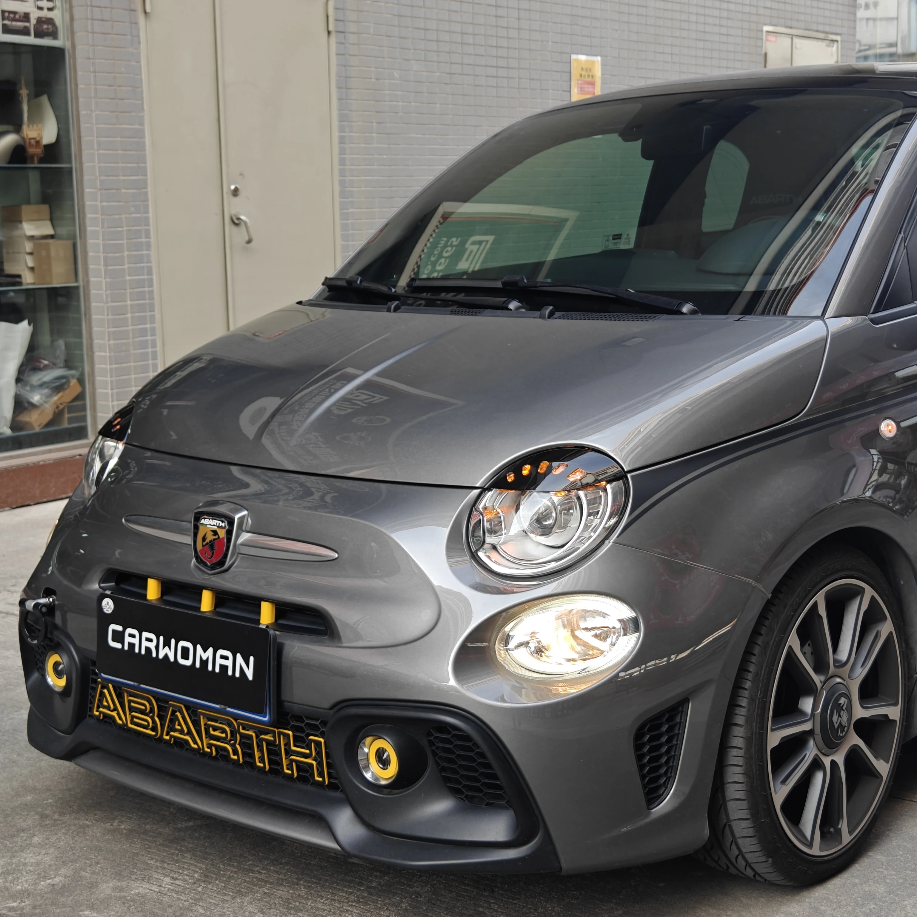 2Pcs ABS Headlight Eyelid Cover Sport Style Glossy Matte Black Head Lamp Trim For Fiat 500 Abarth 595 695