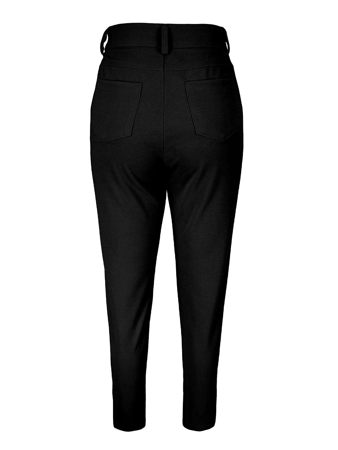 Damen High-Waist Schwarze Hose, Lässige Schmale Skinny Bleistifthose, Modische Stretch-Hose mit Taschen, Streetwear für Frühling und Herbst, Damen-Unterhose – Detail 7