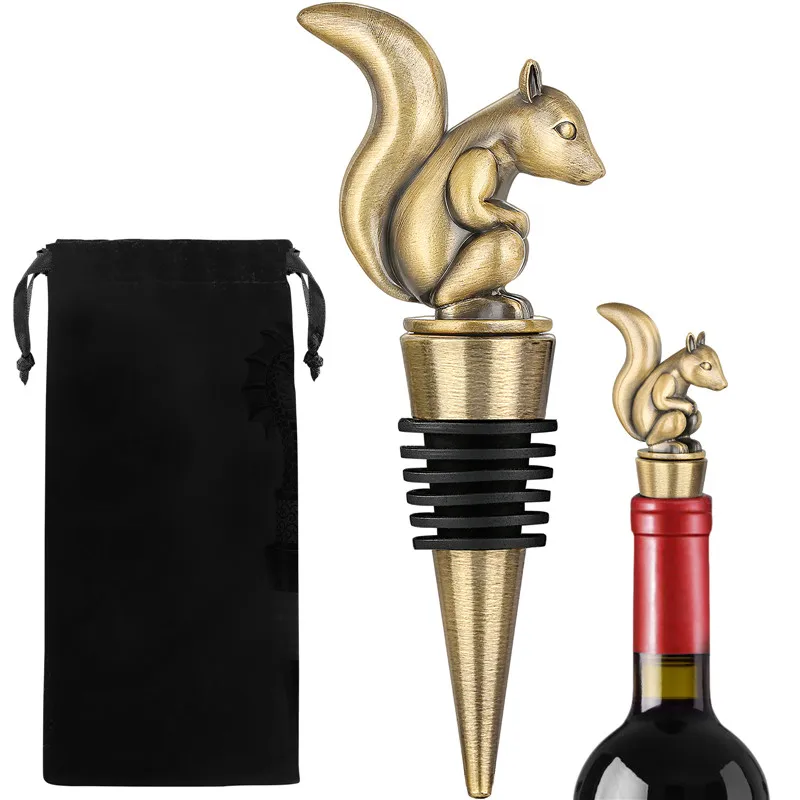 

Lovely Squirrel Wine Stopper Animal Shape Metal Bottle Stoppers for Champagne Saver Accessory for Wedding Events Party