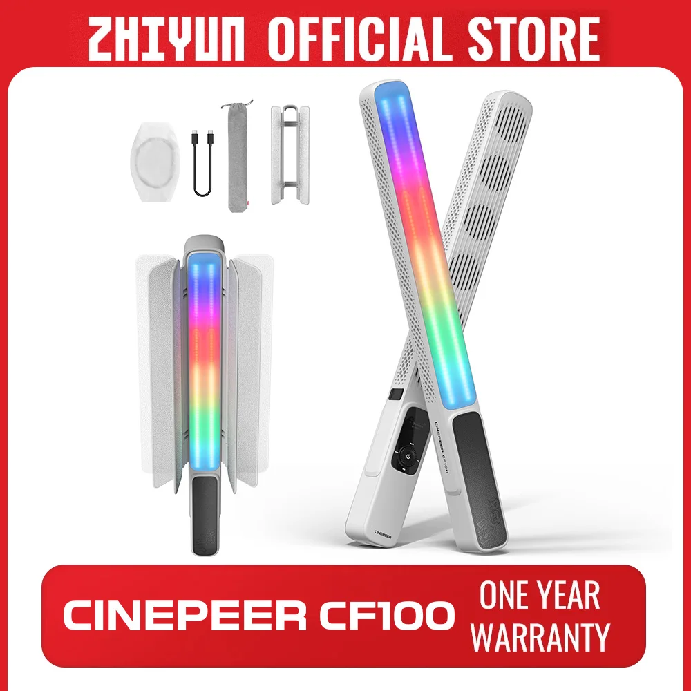 ZHIYUN Official CINEPEER CF100 100W RGB Handheld Stick Light  LED Lights 2700K-6500K for Photo Video Streaming Photography Light