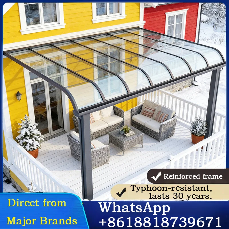 Impact Resistant Light Filled Customizable Outdoor Waterproof Awning Canopy Giving Shelter And Cover For Home And Garden Terrace