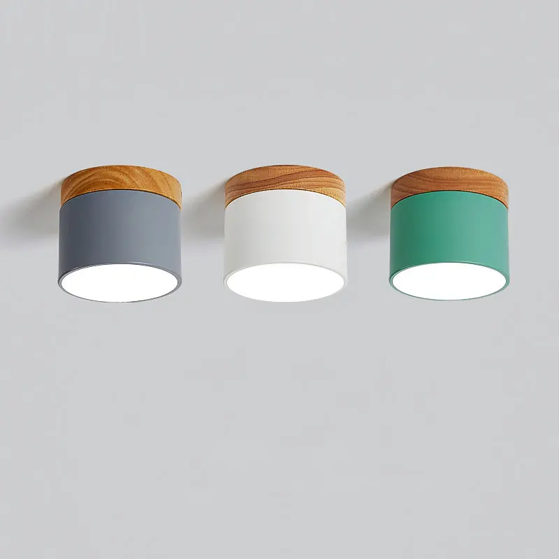Nordic Style Entrance Light Macaron Solid Wood Ceiling Lamp for Bay Window Balcony Corridor Modern Minimalist Home Decor