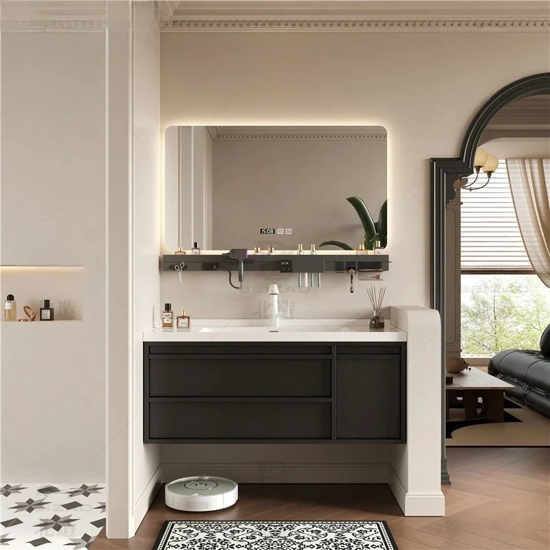 Französische Waschbecken-Badezimmerschränke aus Keramik, Vintage-Waschtische, Badezimmerschränke mit Spiegeln, mobile Aufbewahrung, Bagno-Möbel