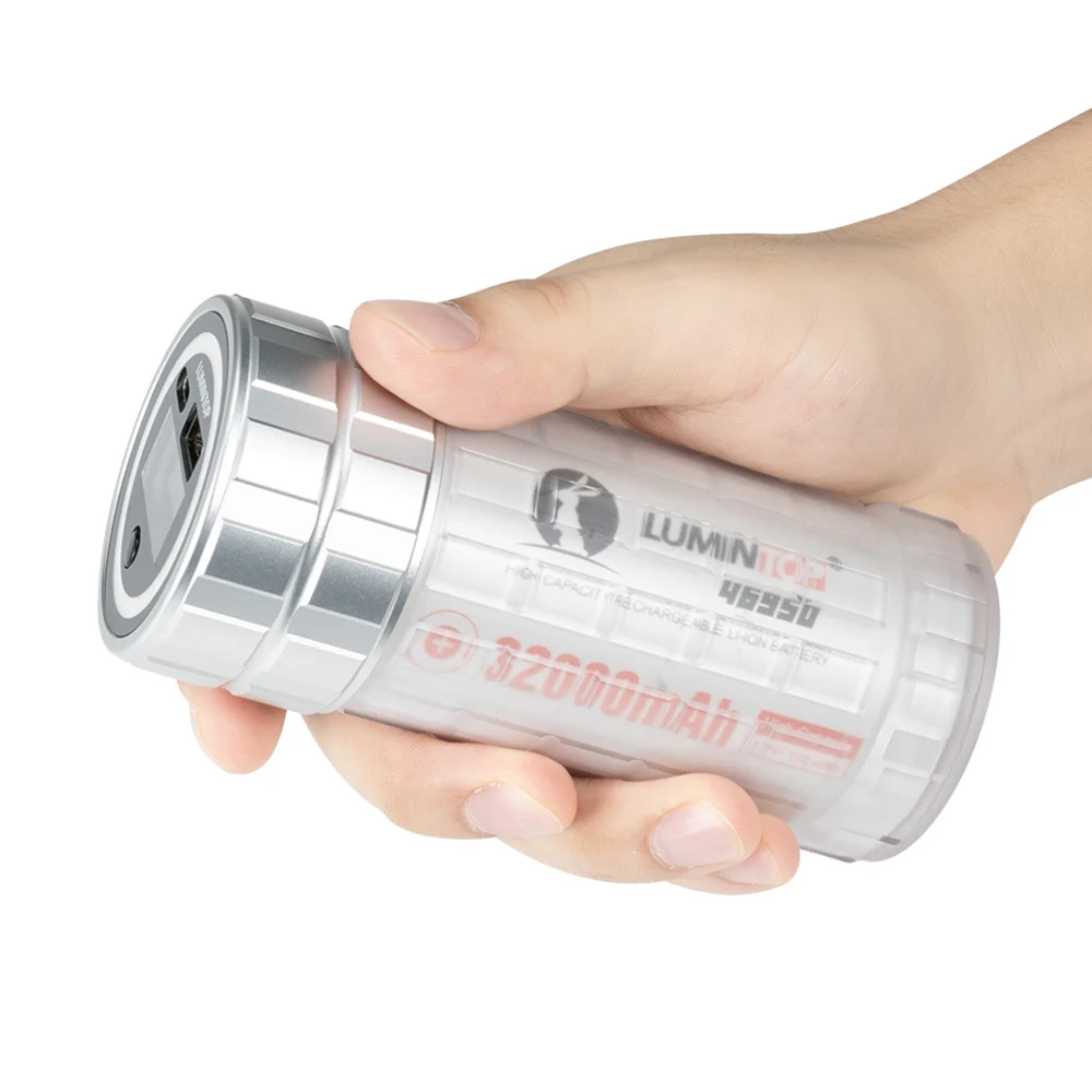 EDC LED Flashlight COB Lighting TYPE C 46950 Li-ion 32000mAh Rechargeable Lamp USB A Port Outdoor Camping Lantern Torch Aurora