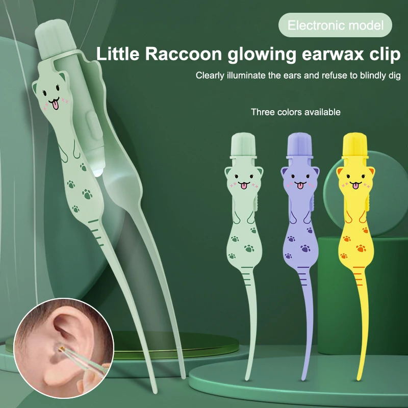 Baby Ear Cleaner Tweezer Soft Ear Picks LED Flash Light Ear Wax Curette Picker Ear Cleaning Tools Ear Wax Dig Removal Earpick