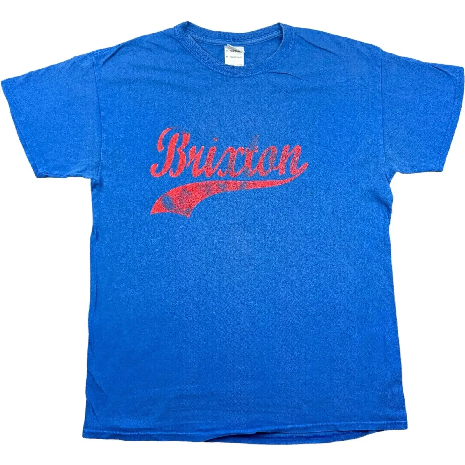 Camiseta Grande azul Brixton London, Camiseta estampada de verano Vintage, L