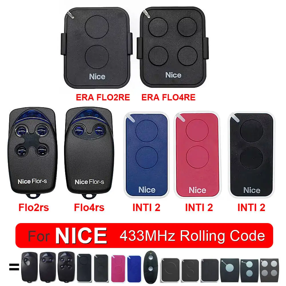 NICE FLORS FLO2RS FLO4RS FLORE FLO2RE FLO4RE ERA INTI 2 INTI2 باب المرآب التحكم عن بعد 433.92 ميجا هرتز رمز المتداول